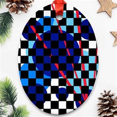 Blue Abstraction Ornament (oval)  by Valentinaart