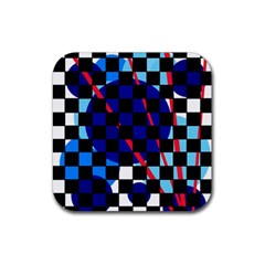 Blue Abstraction Rubber Coaster (square)  by Valentinaart