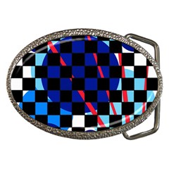 Blue Abstraction Belt Buckles by Valentinaart