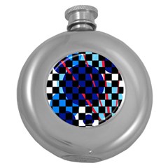 Blue Abstraction Round Hip Flask (5 Oz) by Valentinaart