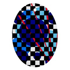 Blue Abstraction Oval Ornament (two Sides)