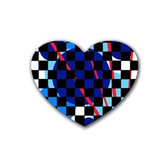 Blue Abstraction Rubber Coaster (heart)  by Valentinaart