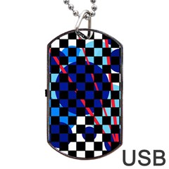 Blue Abstraction Dog Tag Usb Flash (one Side) by Valentinaart