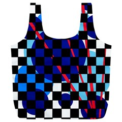 Blue Abstraction Full Print Recycle Bags (l)  by Valentinaart