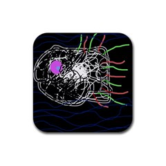 Neon fish Rubber Coaster (Square) 