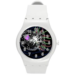 Neon Fish Round Plastic Sport Watch (m) by Valentinaart