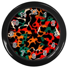 Metallic Shapes In Retro Colors                                                                                      			wall Clock (black) by LalyLauraFLM