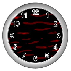 Red And Black Wall Clocks (silver)  by Valentinaart