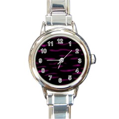 Purple And Black Round Italian Charm Watch by Valentinaart