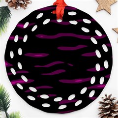 Purple And Black Round Filigree Ornament (2side) by Valentinaart