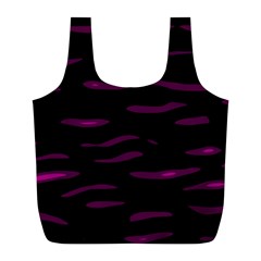 Purple And Black Full Print Recycle Bags (l)  by Valentinaart