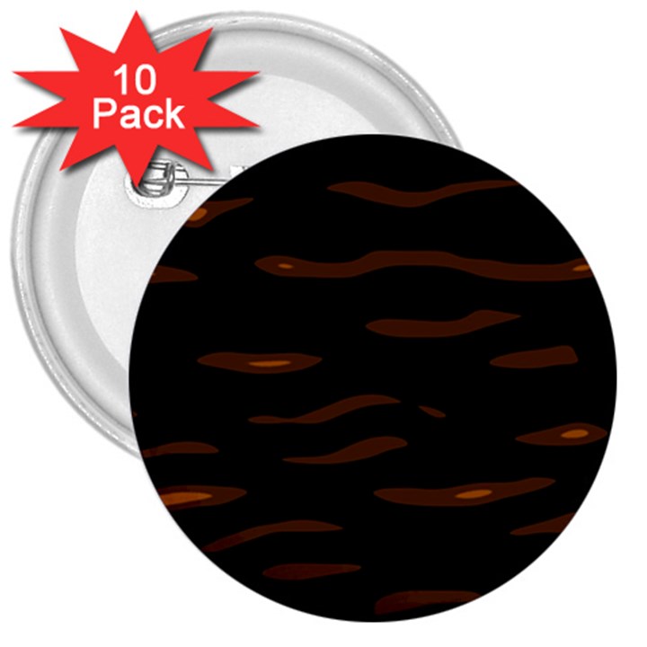 orange and black 3  Buttons (10 pack) 