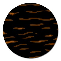 Orange And Black Magnet 5  (round) by Valentinaart