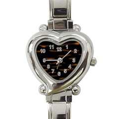 Orange And Black Heart Italian Charm Watch by Valentinaart