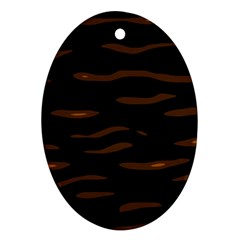 Orange And Black Oval Ornament (two Sides)