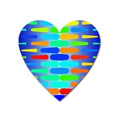 Colorful Shapes On A Blue Background                                                                                       			magnet (heart) by LalyLauraFLM