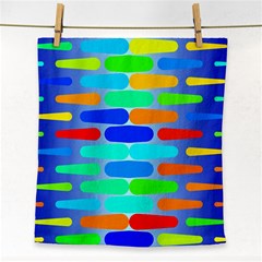 Colorful Shapes On A Blue Background                                                                                       			face Towel by LalyLauraFLM