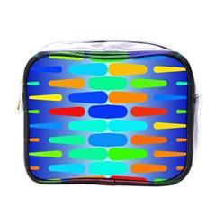 Colorful Shapes On A Blue Background                                                                                       			mini Toiletries Bag (one Side) by LalyLauraFLM