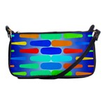 Colorful shapes on a blue background                                                                                       			Shoulder Clutch Bag Front