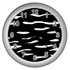 Black And White Wall Clocks (silver)  by Valentinaart