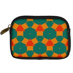 Honeycombs And Triangles Pattern                                                                                       	digital Camera Leather Case by LalyLauraFLM