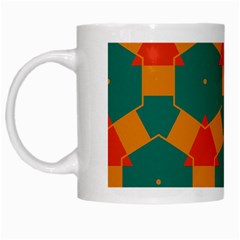 Honeycombs And Triangles Pattern                                                                                       White Mug by LalyLauraFLM