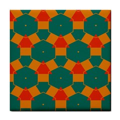 Honeycombs And Triangles Pattern                                                                                       			tile Coaster