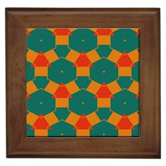 Honeycombs And Triangles Pattern                                                                                       			framed Tile by LalyLauraFLM