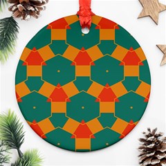 Honeycombs And Triangles Pattern                                                                                       			ornament (round) by LalyLauraFLM