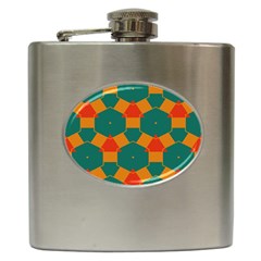 Honeycombs And Triangles Pattern                                                                                       			hip Flask (6 Oz) by LalyLauraFLM