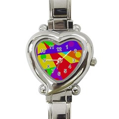 Colorful Abstract Design Heart Italian Charm Watch by Valentinaart