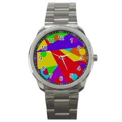 Colorful Abstract Design Sport Metal Watch by Valentinaart