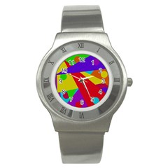 Colorful Abstract Design Stainless Steel Watch by Valentinaart