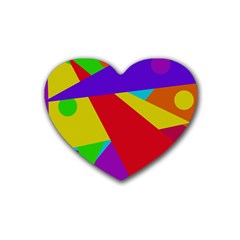 Colorful Abstract Design Rubber Coaster (heart)  by Valentinaart