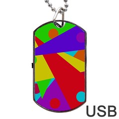 Colorful Abstract Design Dog Tag Usb Flash (one Side) by Valentinaart