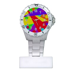 Colorful Abstract Design Plastic Nurses Watch by Valentinaart