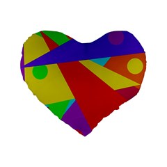 Colorful Abstract Design Standard 16  Premium Flano Heart Shape Cushions