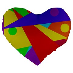 Colorful Abstract Design Large 19  Premium Flano Heart Shape Cushions by Valentinaart