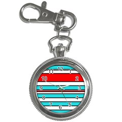 Blue, Red, And White Lines Key Chain Watches by Valentinaart