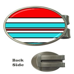 Blue, Red, And White Lines Money Clips (oval)  by Valentinaart