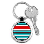 Blue, red, and white lines Key Chains (Round)  Front