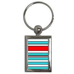 Blue, Red, And White Lines Key Chains (rectangle)  by Valentinaart