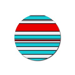 Blue, Red, And White Lines Rubber Round Coaster (4 Pack)  by Valentinaart