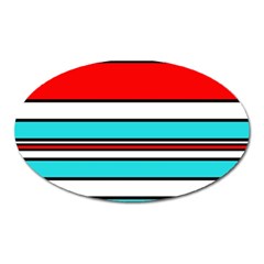 Blue, Red, And White Lines Oval Magnet by Valentinaart