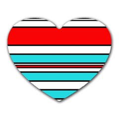 Blue, Red, And White Lines Heart Mousepads by Valentinaart