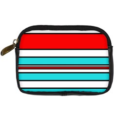 Blue, Red, And White Lines Digital Camera Cases by Valentinaart