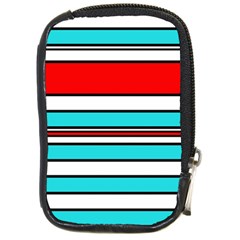 Blue, Red, And White Lines Compact Camera Cases by Valentinaart