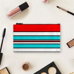 Blue, Red, And White Lines Cosmetic Bag (small)  by Valentinaart