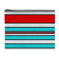 Blue, Red, And White Lines Cosmetic Bag (xl) by Valentinaart