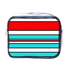 Blue, Red, And White Lines Mini Toiletries Bags by Valentinaart